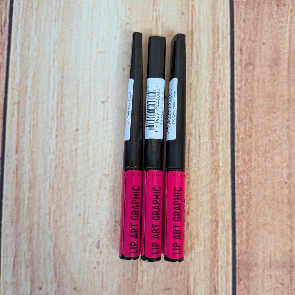3 Pk Rimmel London Lip Art Graphic Liquid Lipstick Liner 870 Own Your Power Pink